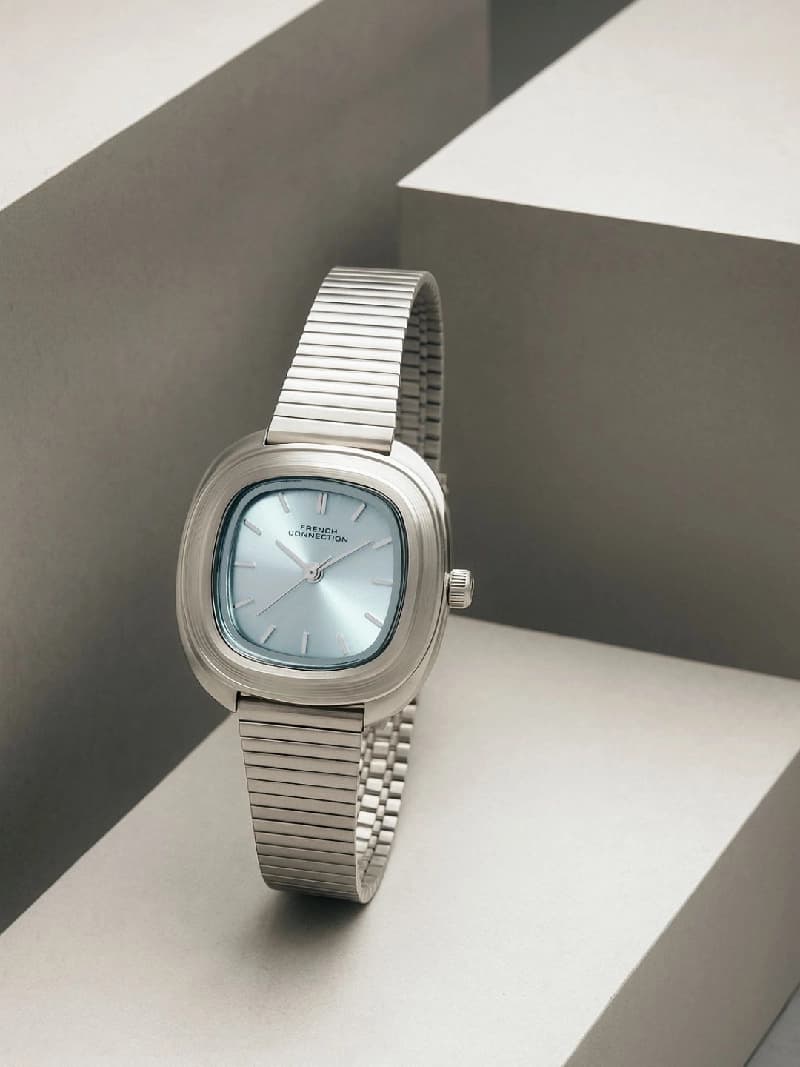Women's Silver Metal Square Analogue Watch