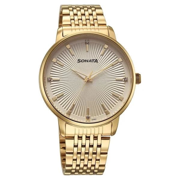 Men's Fashion Gold Round Dial Watch - 77156YM01