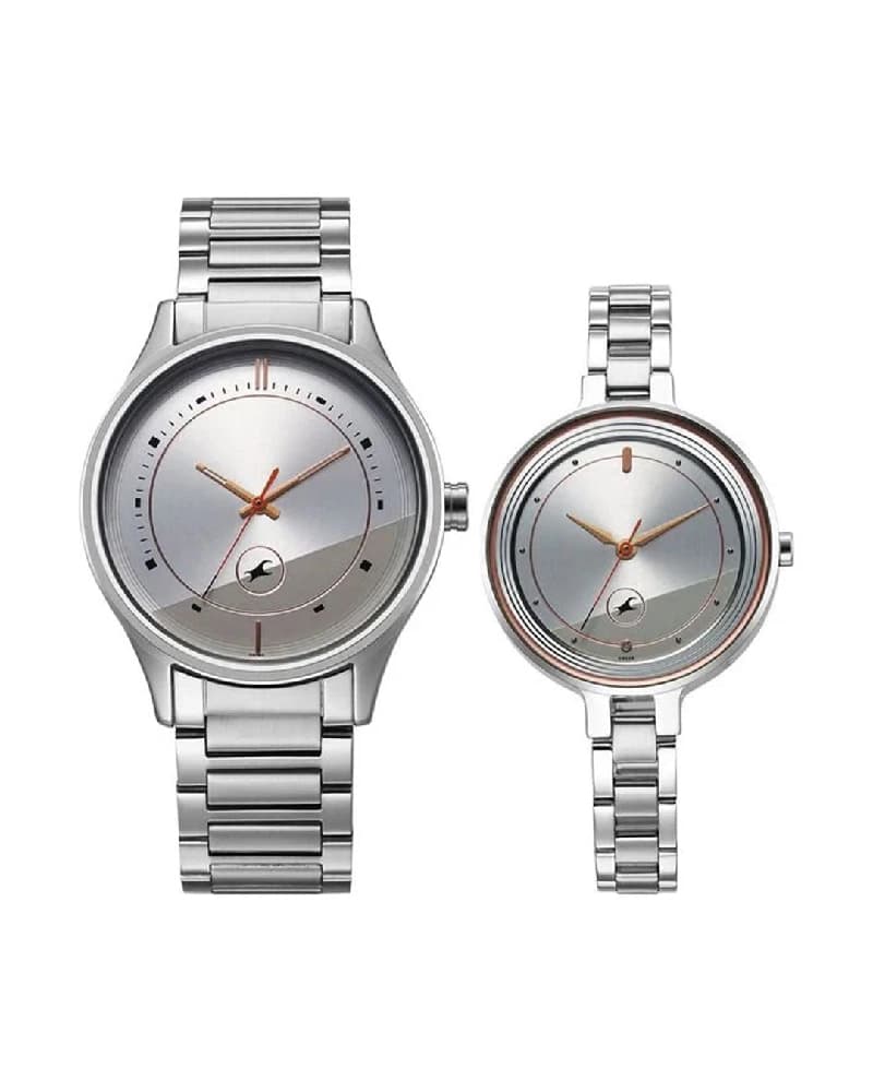 Unisex Mix Matched Silver Variations Round Dial Couple Watch - 32476265SM01