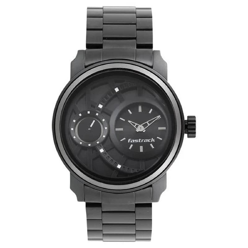 Men's Sporty Black Round Dial Watch - NT3147KM01