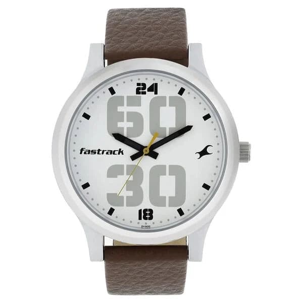 Men's Sporty White Round Dial Watch - NS38051SL06