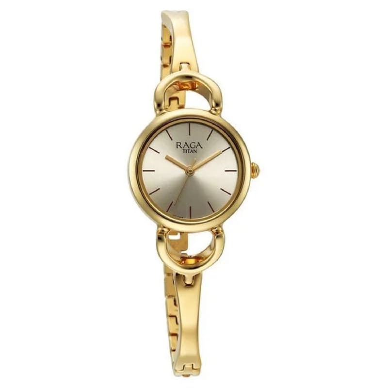 Women's Champagne Round Dial Watch - NT2724YM01