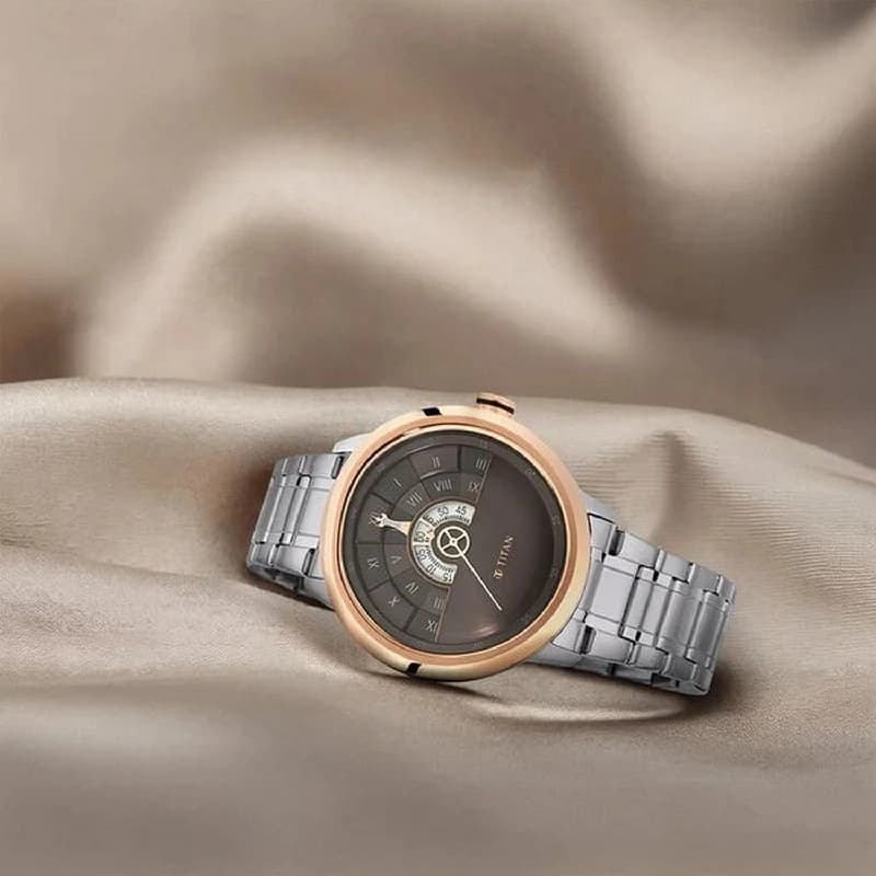 Men's Regalia Brown Round Dial Watch - NT1828KM02