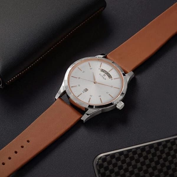 Men's Classique Silver White Round Dial Watch - NT1767SL01