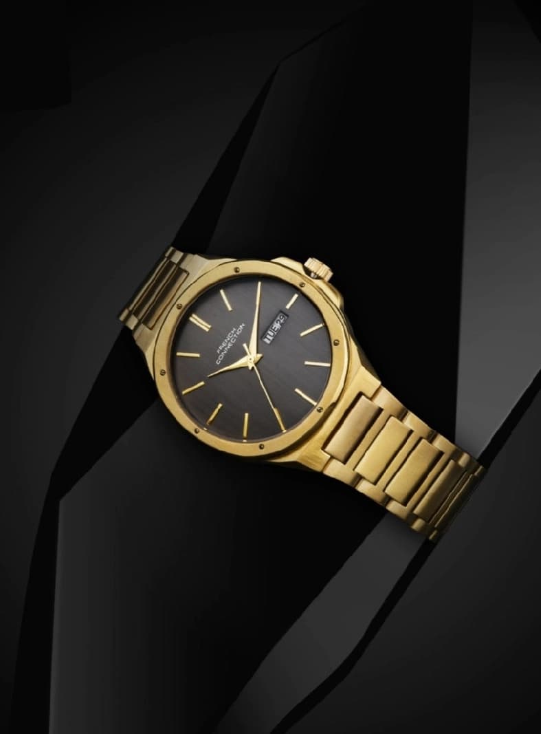 Men's Gold Casual Round Analogue Watch-FCH04GM