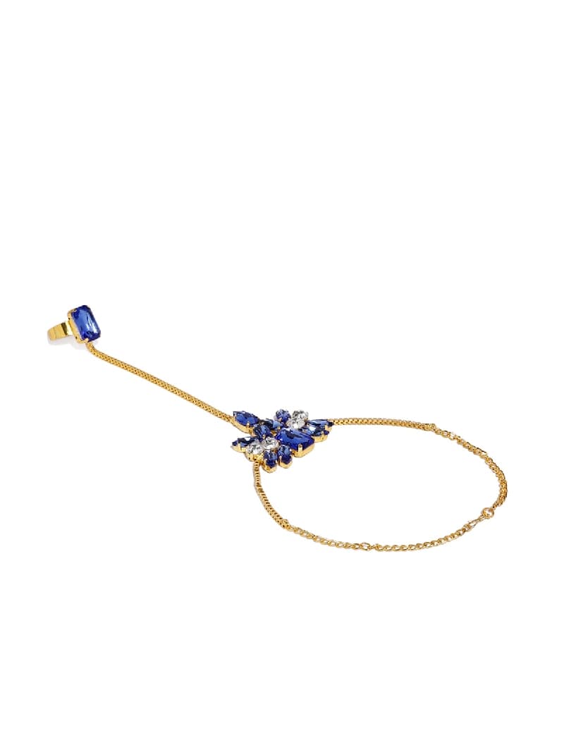 Women's Blue Crystal Shine Stones Designer Ring Bracelet-ZPFK7532