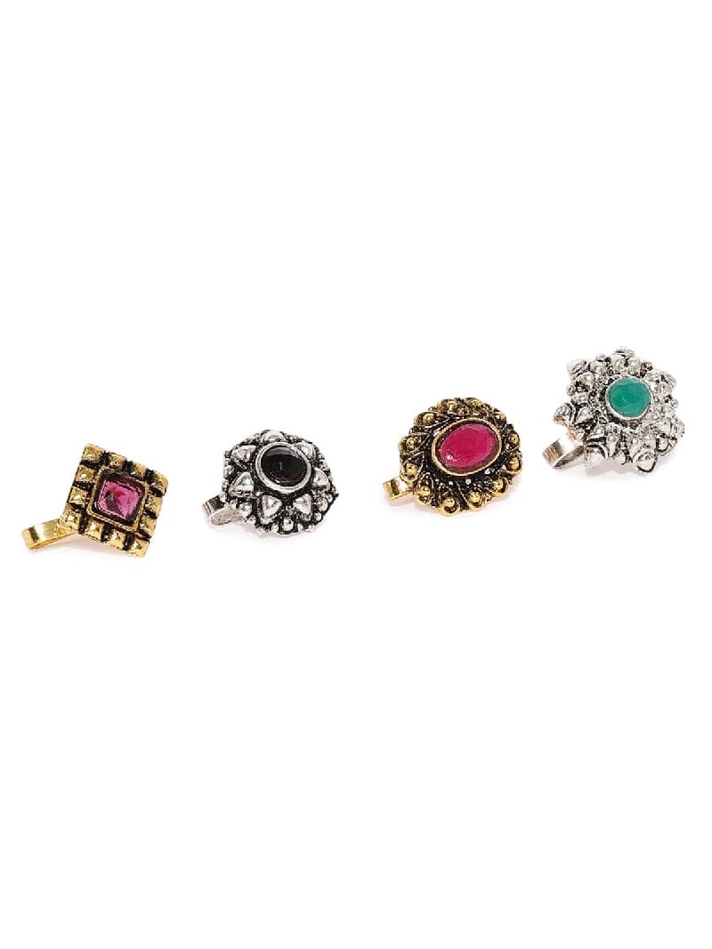 Women's Combo of 4 Multicolor Antique Plating Nose Pins-ZPFK8492
