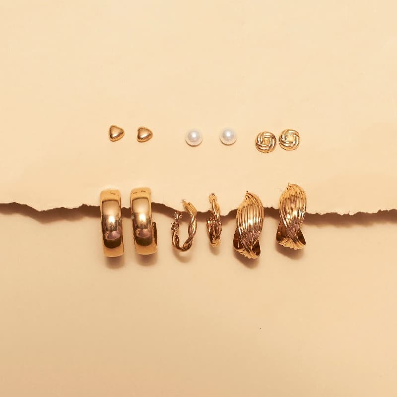 Women's Gold Set of 6 All occasion Golden Hoops