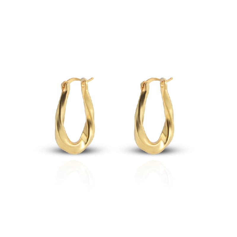 Women's Golden Long Twist Hoops