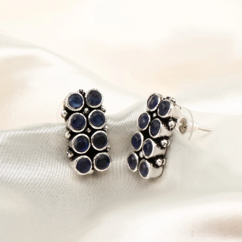 Women's Blue Polki Stud Earrings