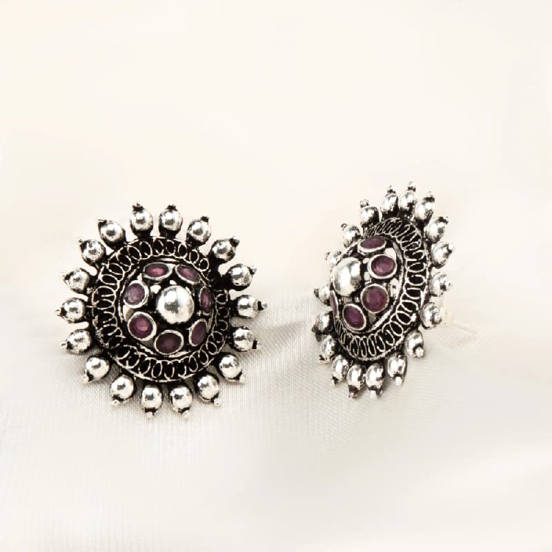 Women's Pink Mandala Stud Earrings