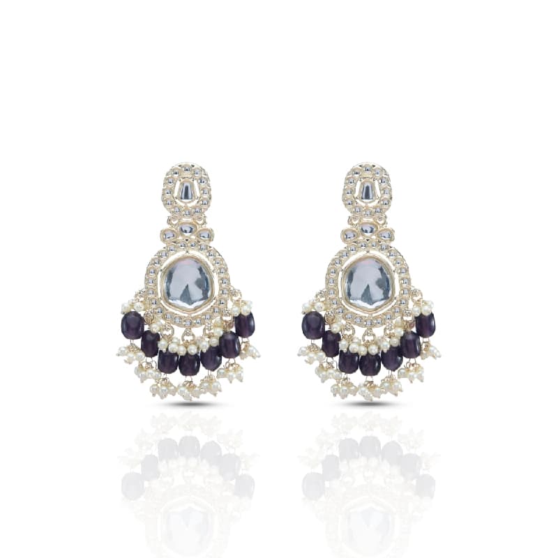 Women's Yashi Plum Kundan Earrings