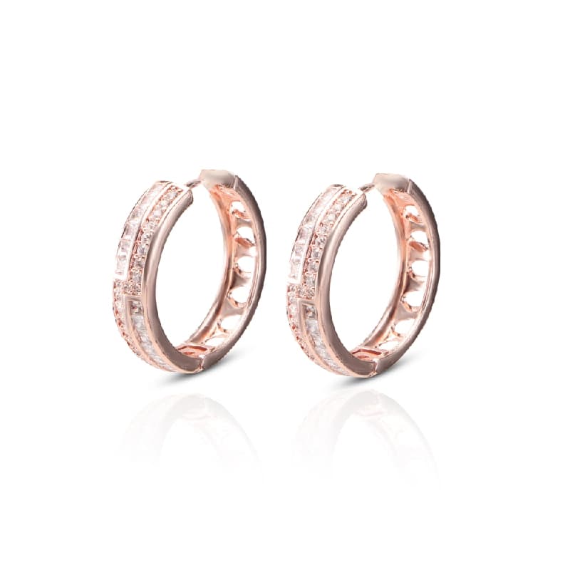 Women's Rosegold Zircon Bold Statment Hoops