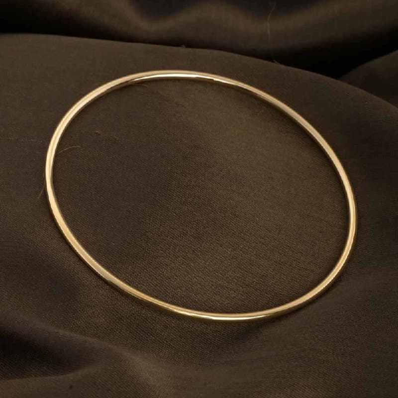 Women's Gold Round Wire Bangle Bracelet Waterproof & Anti-Tarnish