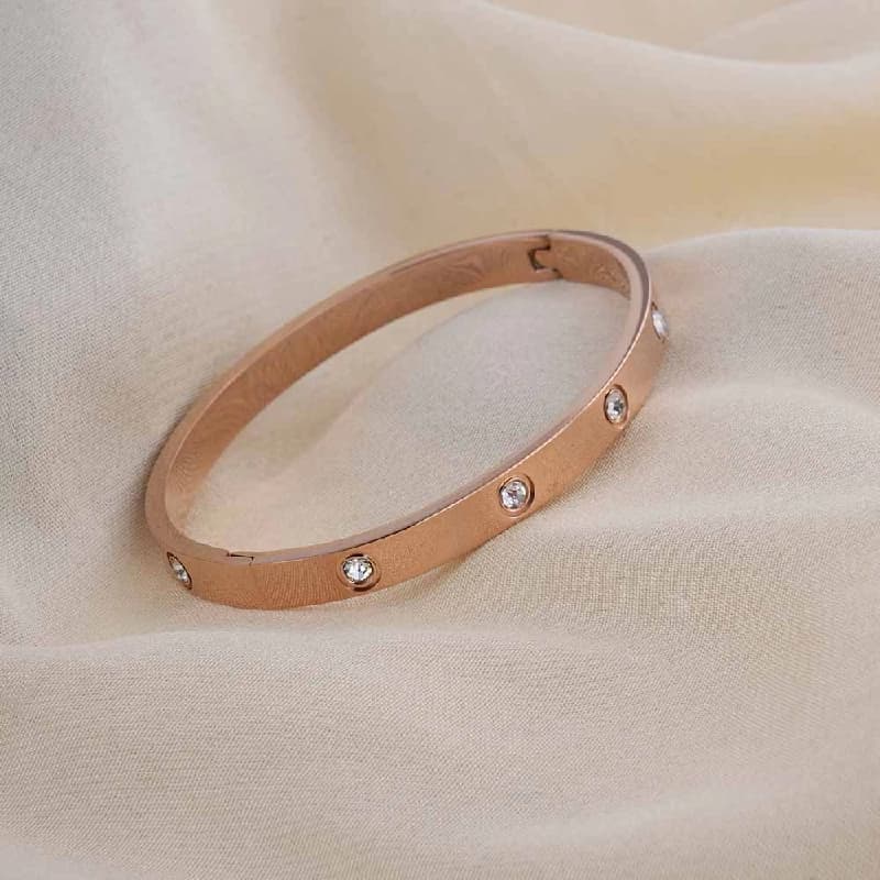Women's Gold Crystal Love Bangle Bracelet Waterproof & Anti-Tarnish