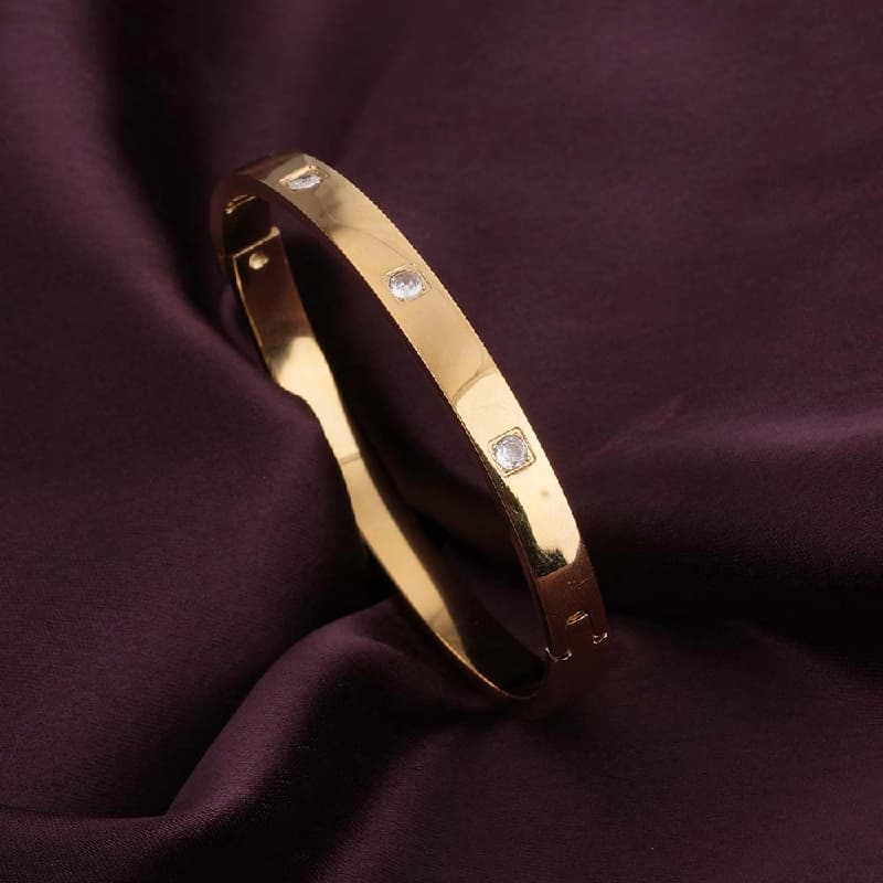 Women's Gold Dazzling Stone Bangle Bracelet Waterproof & Anti-Tarnish