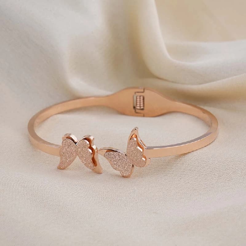 Women's Gold Butterfly Charm Cuff Bracelet Waterproof & Anti-Tarnish