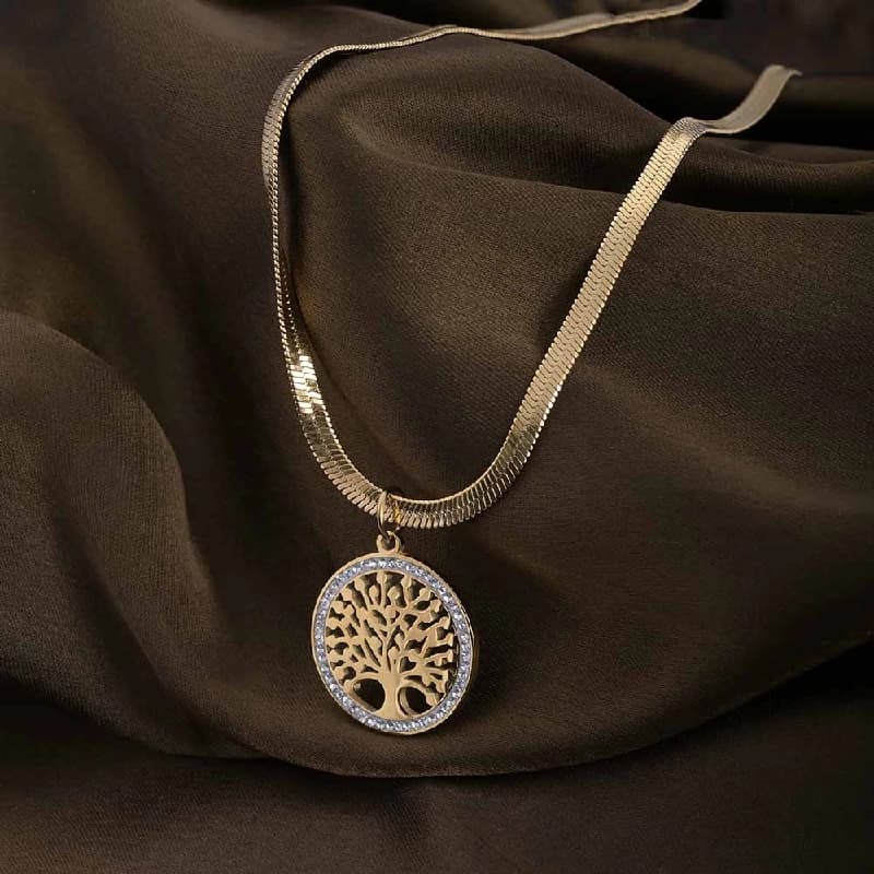 Women's Gold Plated Tree of Life Necklace Waterproof & Anti-Tarnish