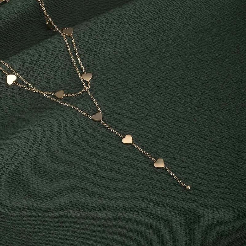 Women's Gold Plated Two-Layered Heart Charm Necklace Waterproof & Anti-Tarnish