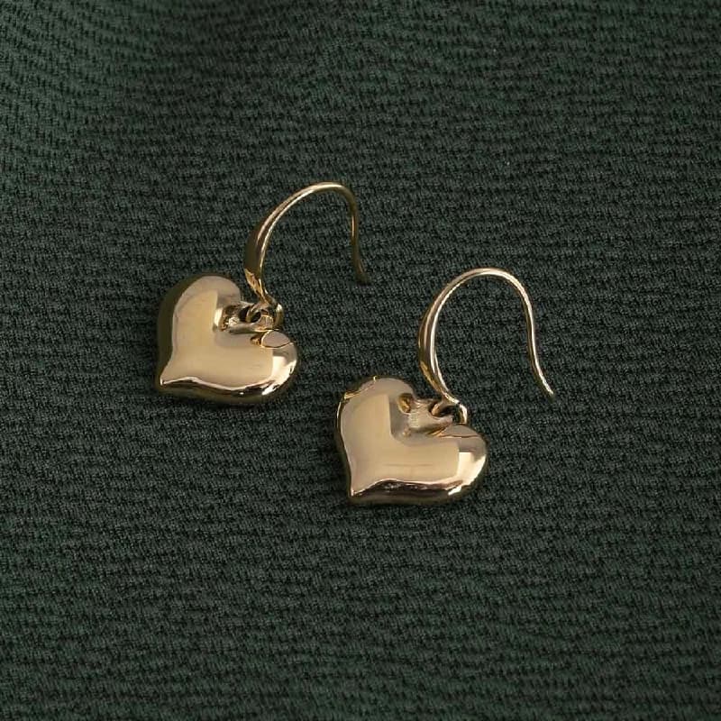 Women's Gold Plated Dangling Heart Earrings Waterproof & Anti-Tarnish