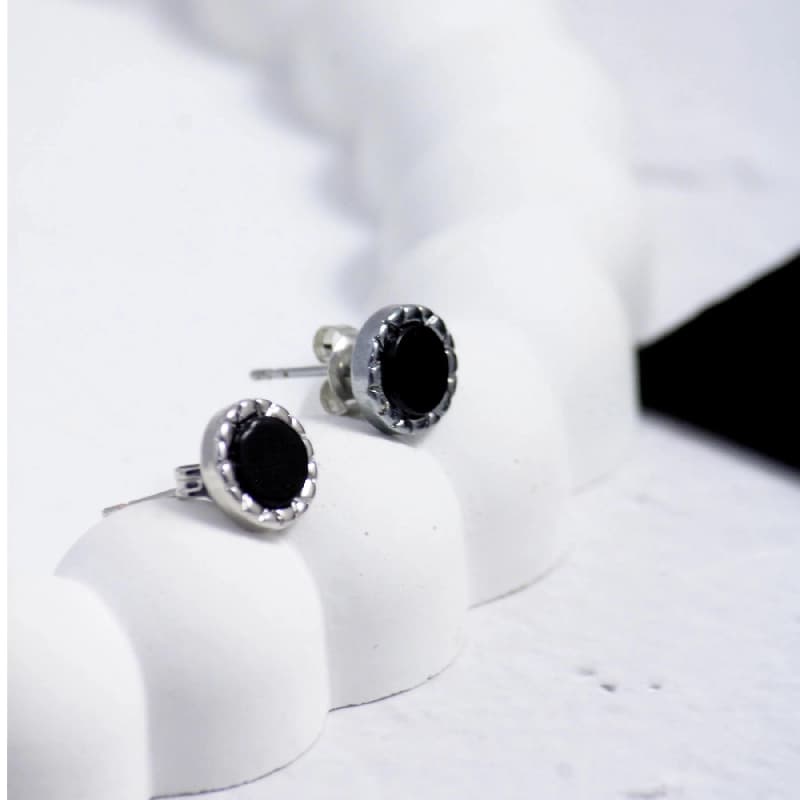 Men's Black Beaten Studs