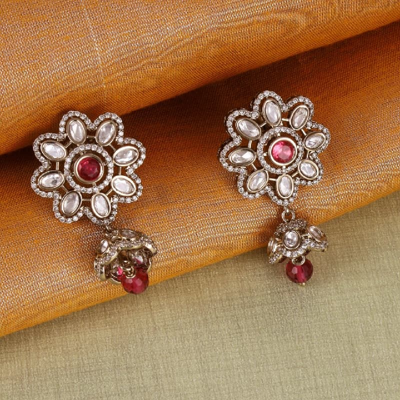 Women's and Girls Classy Flower Design Gold Plated Dangle Earring