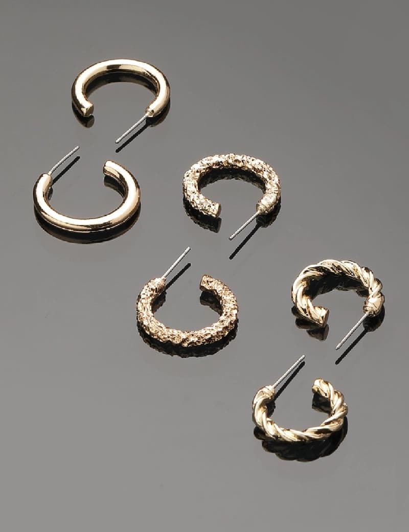 Women's Textured Mini Hoop - Set of 3