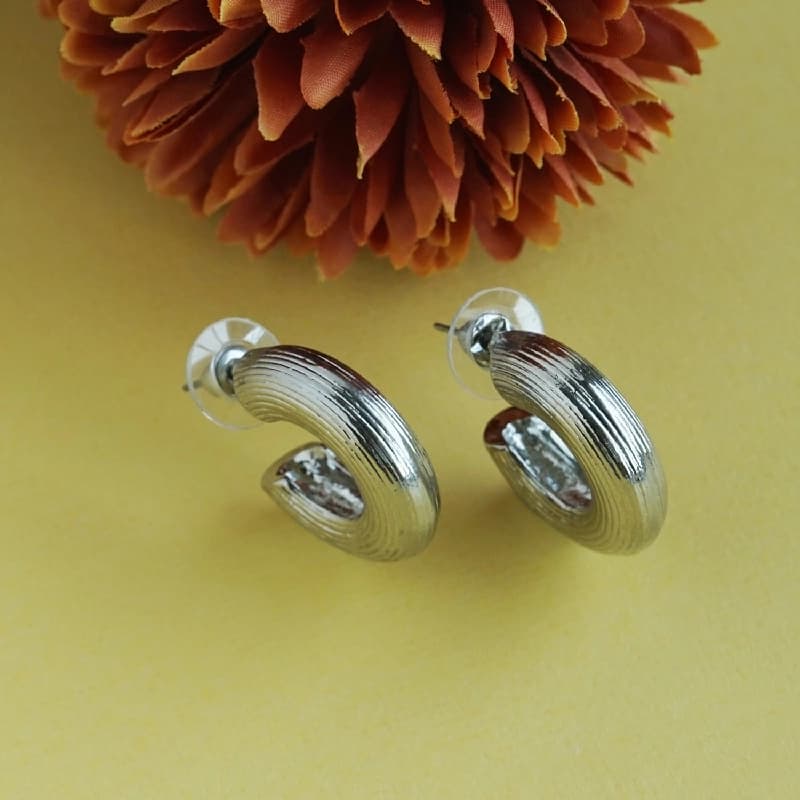 Women's Rounded Silver Hoop Earring