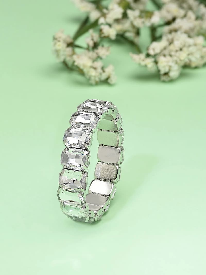 Women's Silver Tone Dazzling Stones Party Bling Bracelet
