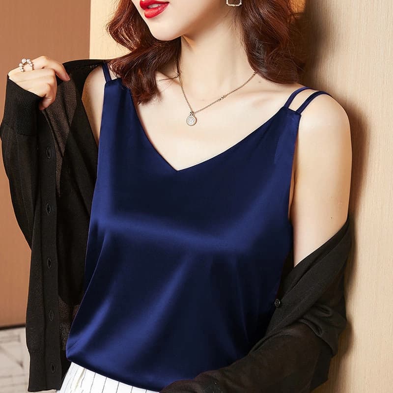 Women's Blue Party Solid Regular Fit Top