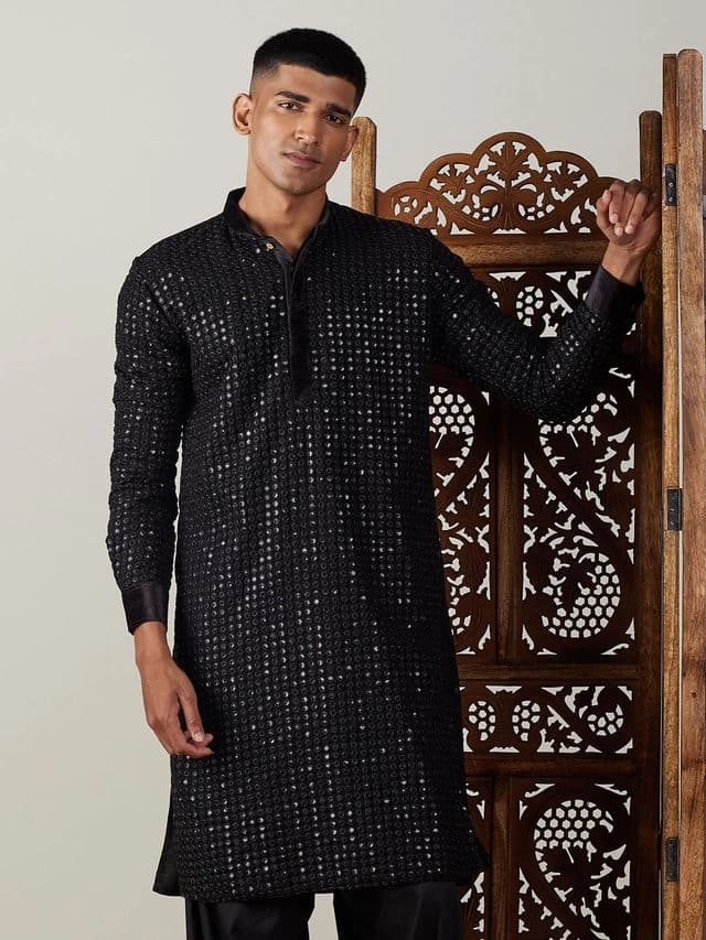 Men's Black Festive Kurta