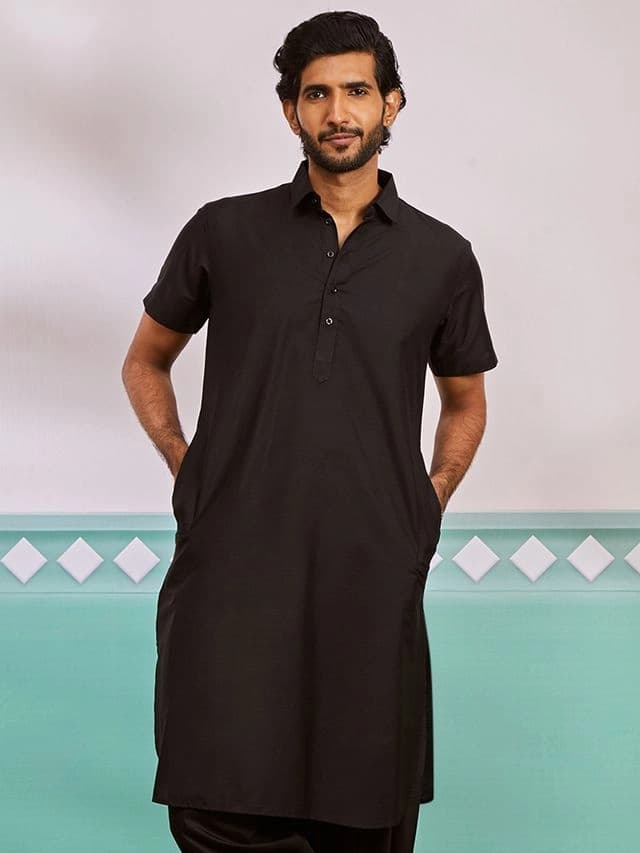 Men's Black Festive Kurta