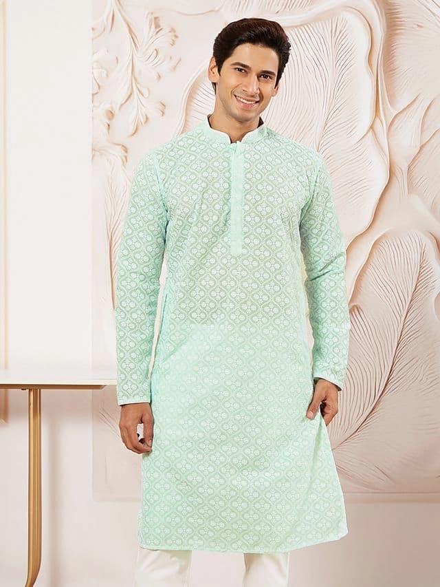 Men's Green Festive Kurta