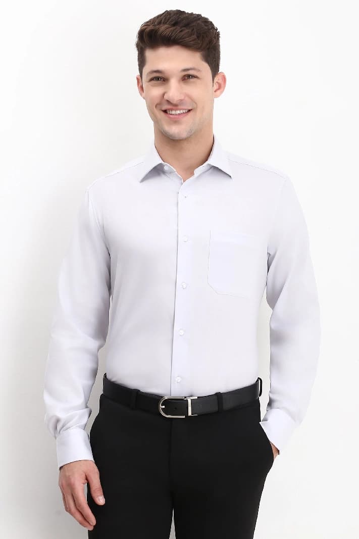 Men's Grey Formal Solid Regular Fit Shirt