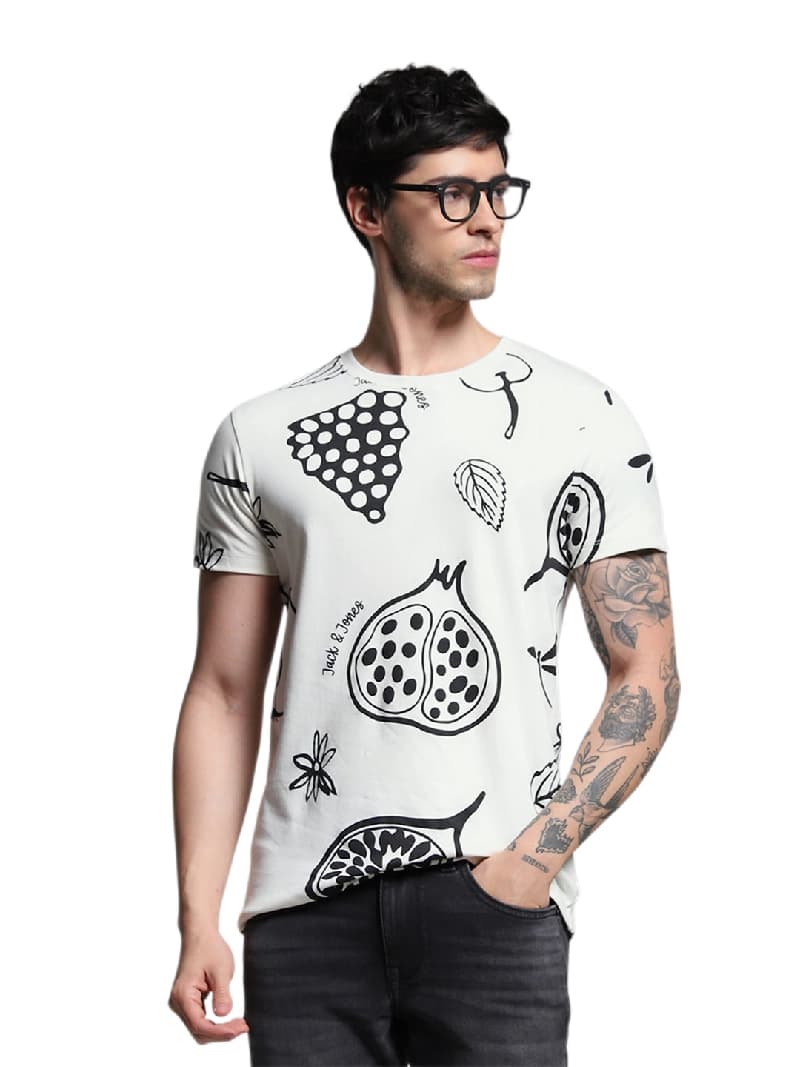 Men's White Slim Fit Tshirt