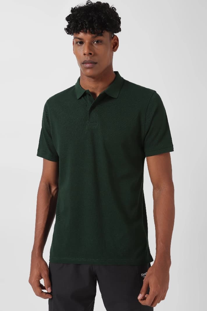 Men's Green Casual Printed Regular Fit Polo Tshirt