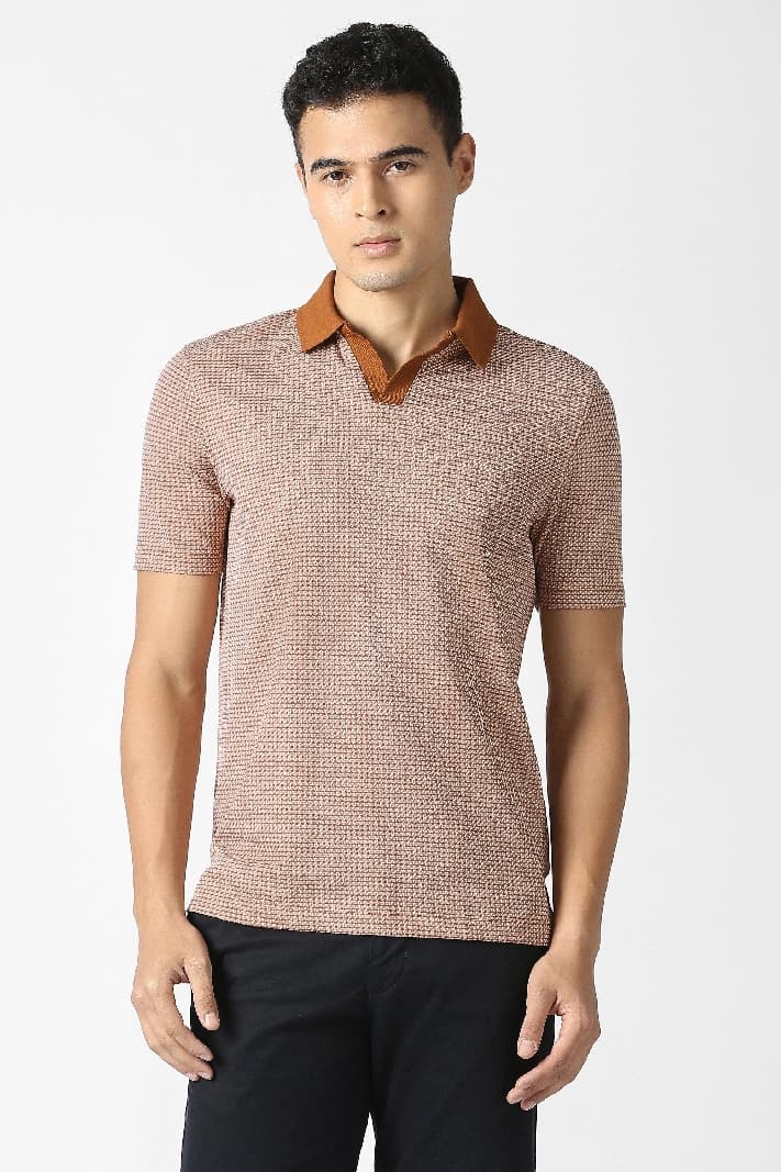 Men's Brown Formal Solid Regular Fit Tshirt