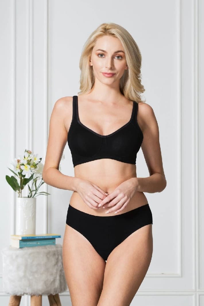 Women's Black Solid Hook Bra