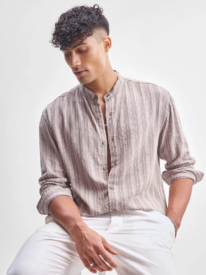 Men's Pink Casual Printed Regular Fit Shirt