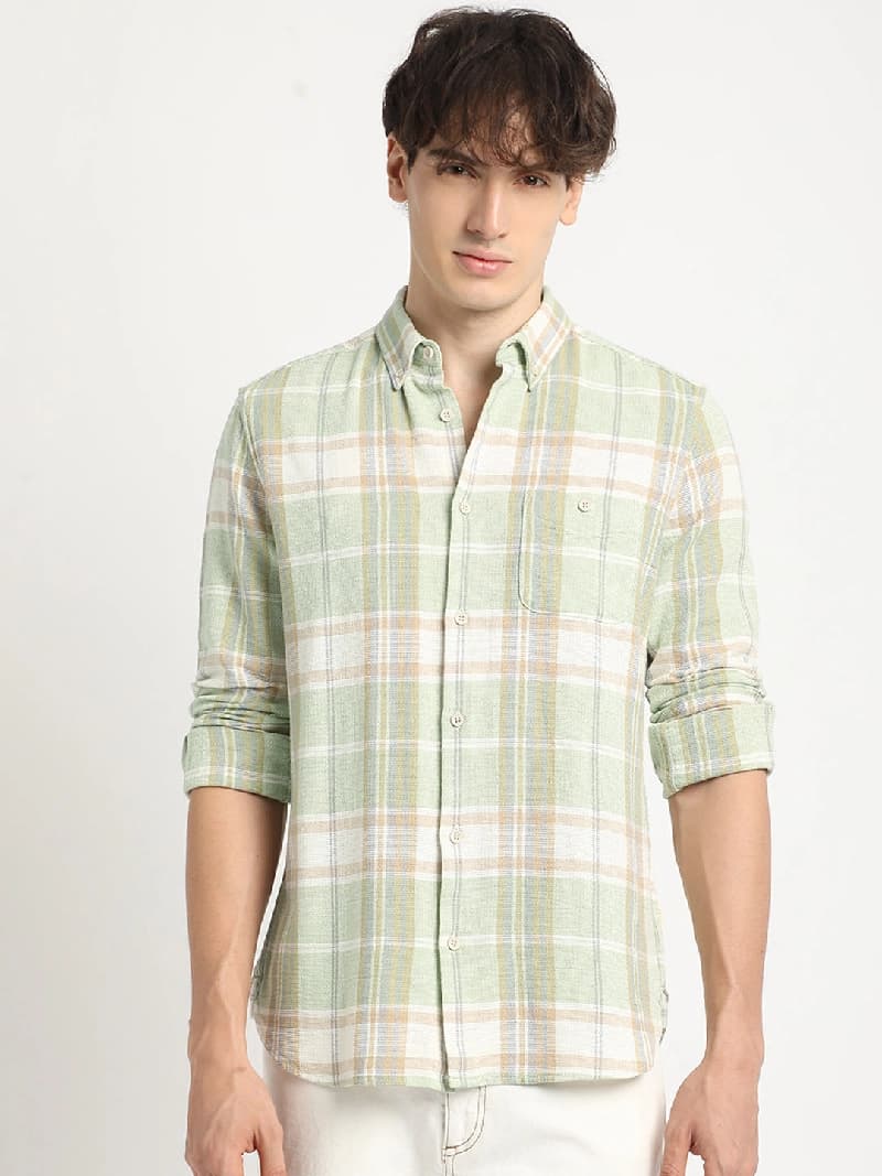 Men's Green Casual Slim Fit Shirt