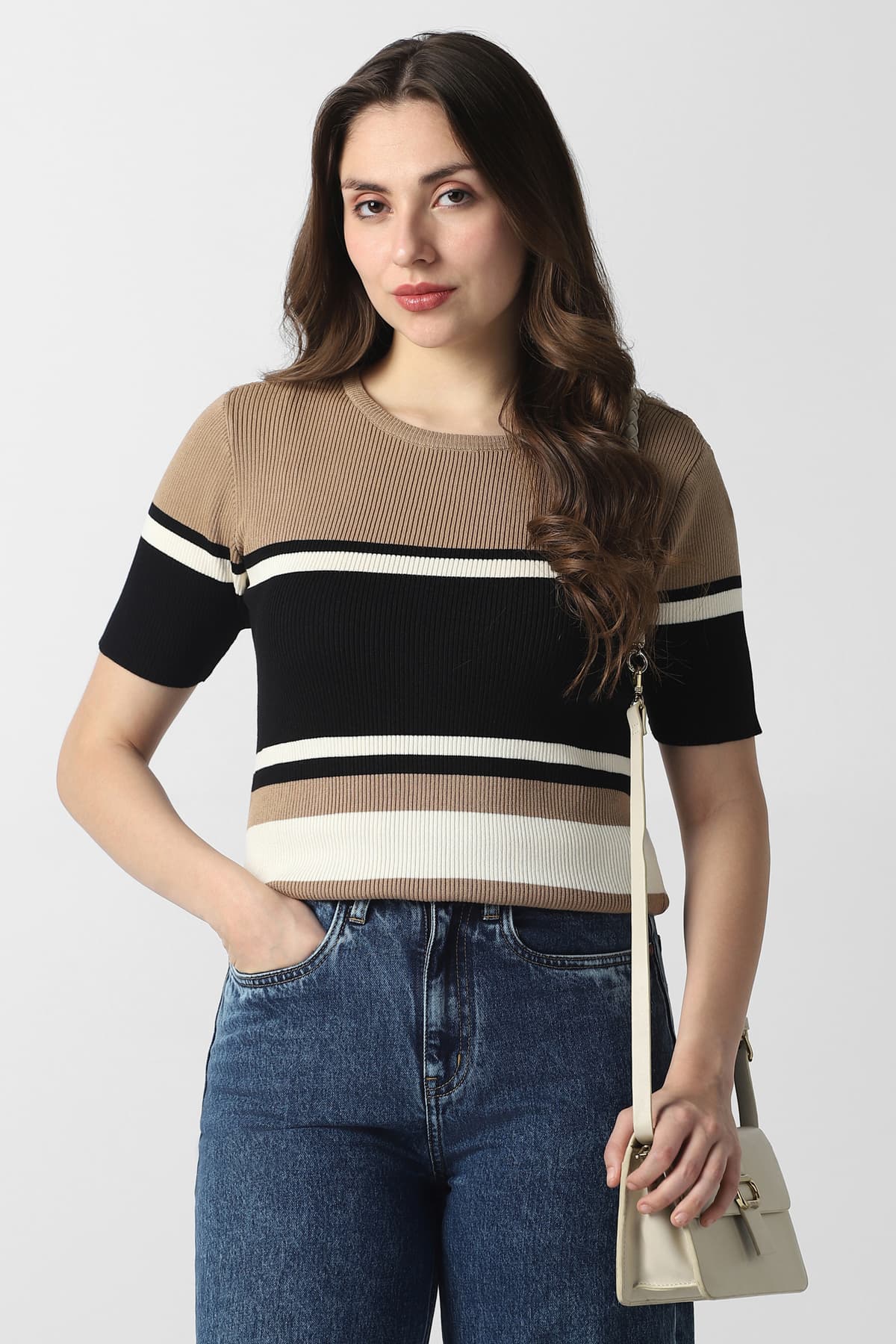 Women's Multicolor Casual Striped Regular Fit Tshirt