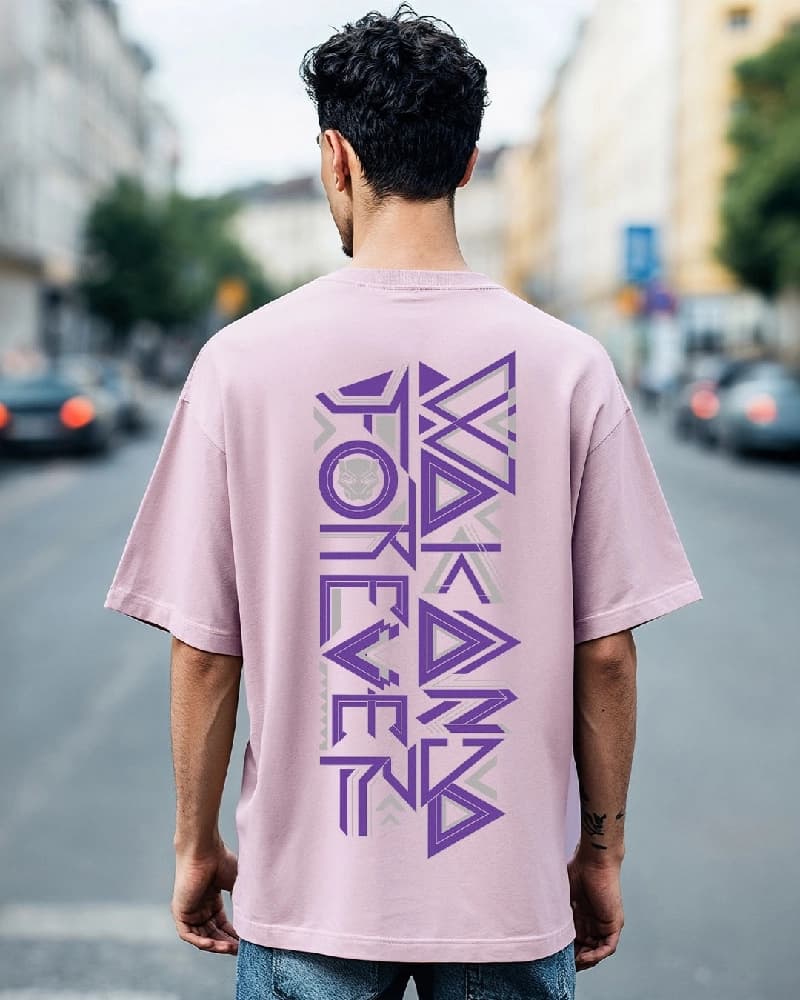 Men's Purple Casual Printed Oversized Fit Tshirt