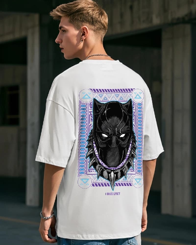 Men's White Casual Printed Oversized Fit Tshirt