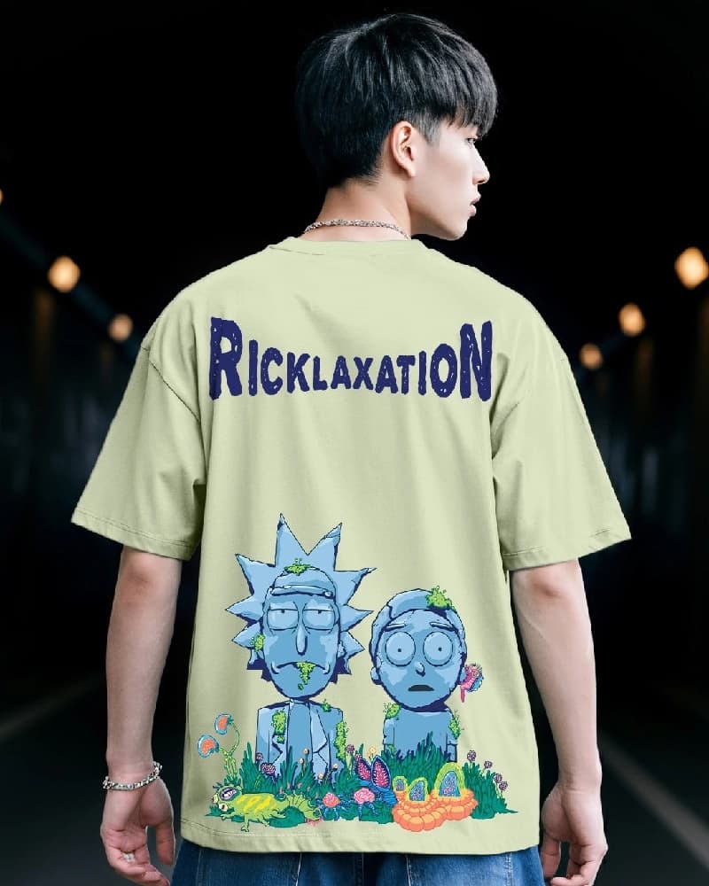 Men's Green Casual Printed Oversized Fit Tshirt