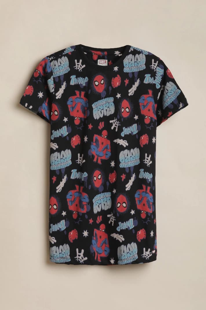 Boys Black Casual Printed Regular Fit Tshirt