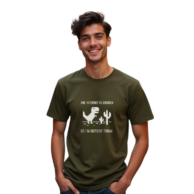 Men's Green Casual Printed Regular Fit Tshirt