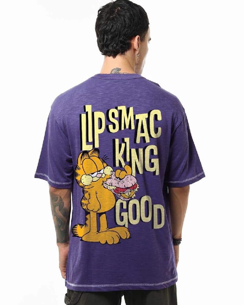 Men's Blue Casual Printed Oversized Fit Tshirt