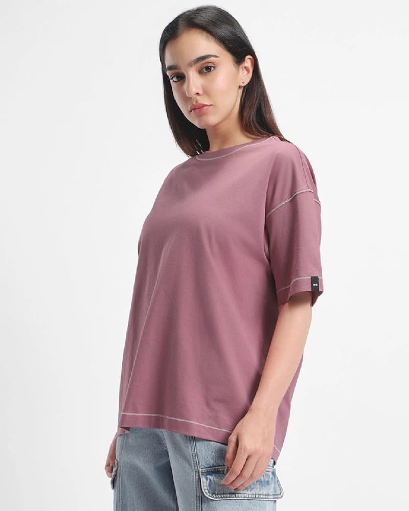 Women's Purple Casual Oversized Fit Tshirt