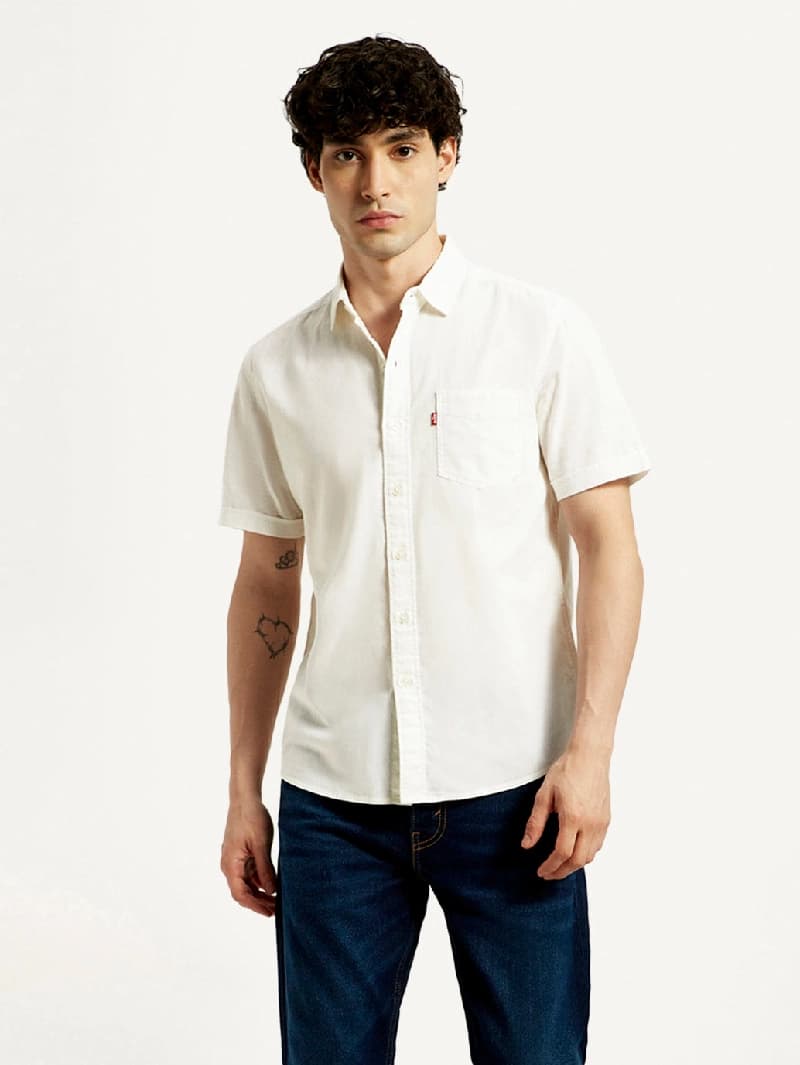 Men's White Casual Slim Fit Shirt