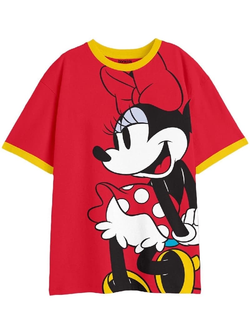 Girls Red Casual Printed Regular Fit Half Sleeves Tshirt